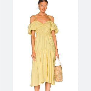 Vince off shoulder puff sleeve tiered dress summer cotton size 6